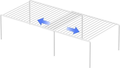 رف تخزين قابل للتوسيع، مجموعة رفوف التوابل مكونة من رف منظم لسطح المطبخ، منظم رف الخزانة، حامل مساحة رف التخزين، رف خزانة المؤن، تنظيم المنزل والتخزين (أبيض كامل)